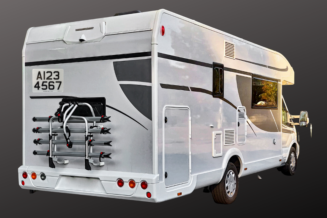 UK caravan and trailer with road legal number plate ready for European travel