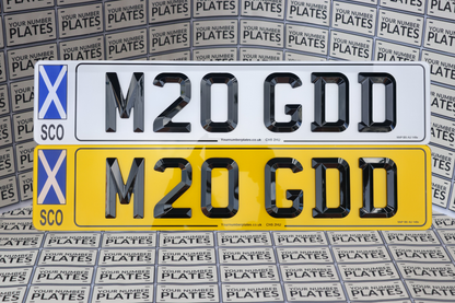 front and rear 3d retro plates set uk road legal with scotland flag